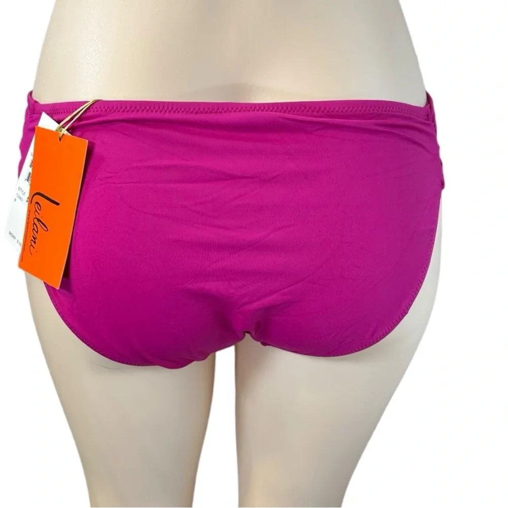Leilani Women's St. Tropez Shirred Side‎ Basic Bikini Bottom Size 8 Hot Pink